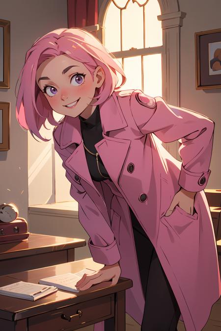 392863-1443988496-masterpiece,best quality,1girl, leaning forward coat pink hair shadow dramatic lighting Georgeana Ireland matrix ,smile,  _lora_.png